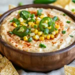 Bowl Of Southwest Corn Dip Topped With Green Onions And Grilled Corn, Surrounded By Tortilla Chips