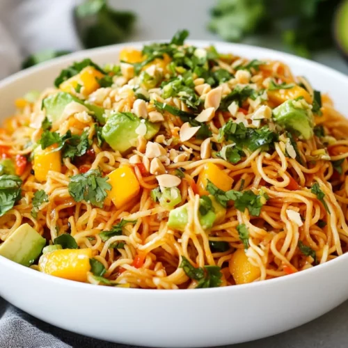 Sriracha Lime Noodle Salad: A Healthy And Flavorful Recipe 2 Vibrant Sriracha Lime Noodle Salad In A White Bowl Garnished With Mango, Avocado, And Peanuts