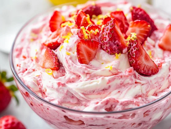 Strawberry Cheesecake Dip: The Easy &Amp; Healthy Dessert You'Ll Love 2 Bowl Of Strawberry Cheesecake Dip Swirled With Preserves, Garnished With Fresh Strawberries And Lemon Zest