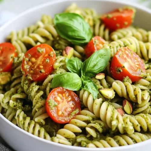 Vegan Pesto Pasta Salad: A Flavorful, Healthy Recipe You'Ll Love 2 Vibrant Vegan Pesto Pasta Salad With Cherry Tomatoes And Pistachios In A White Bowl